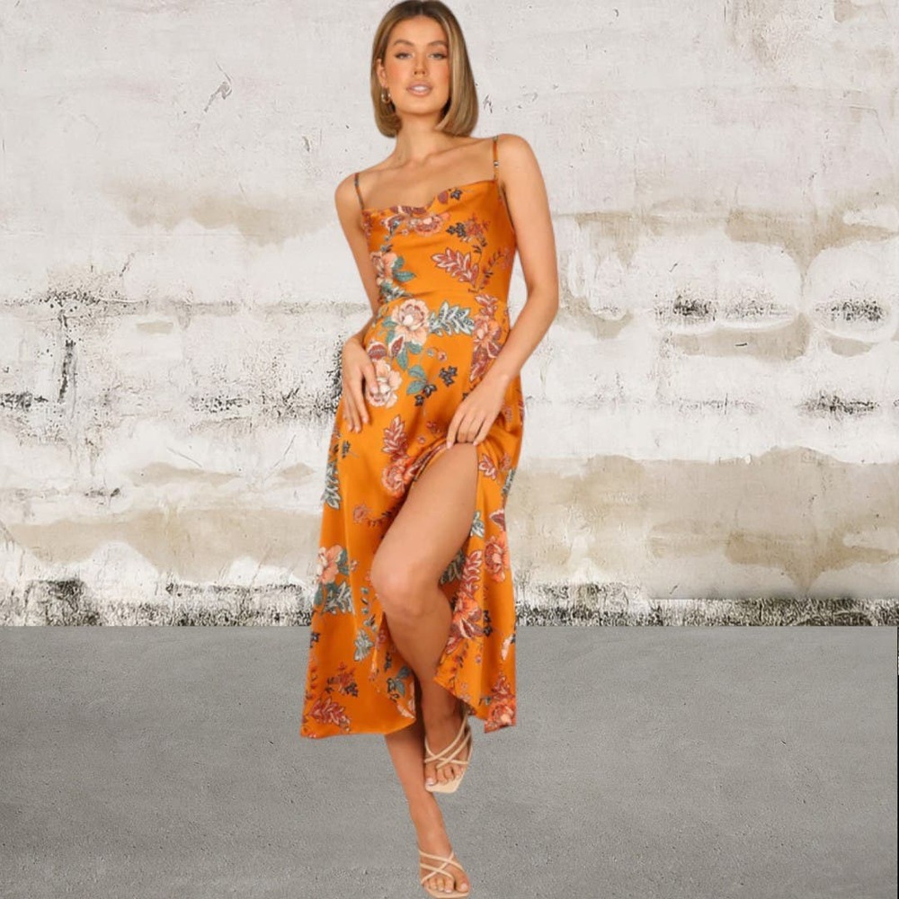 Petal & Pup Orange Floral Maxi Dress